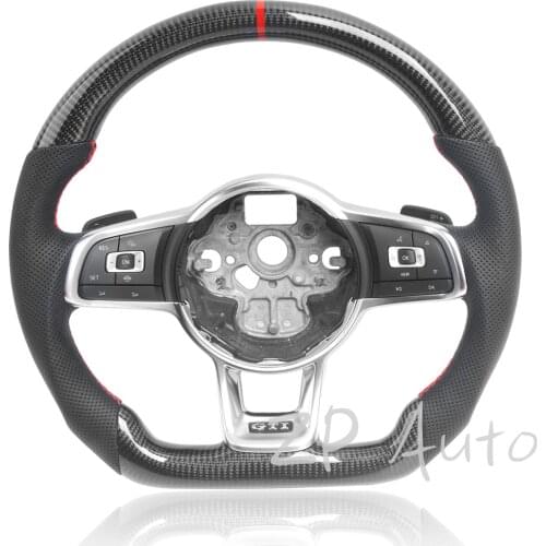 Carbon Fiber and Perforated Leather for Volkswagen MK 7 GTI R Steering Wheel assembly with Paddle Holes