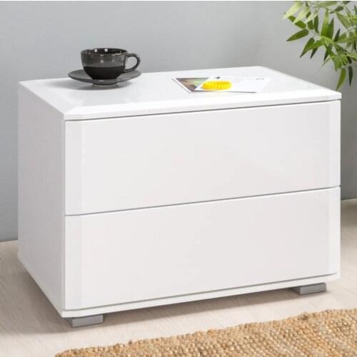 Bedside Table Cabinet with 2 Drawers,White Finish Nightstand End Side Table for Bedroom Furniture Easy Assembly 53х35,1х41,5 см