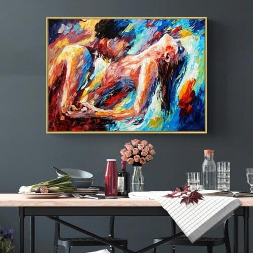 100%Handmade Hand oil painting on canvas man gril love Sexy figure modern decor home art