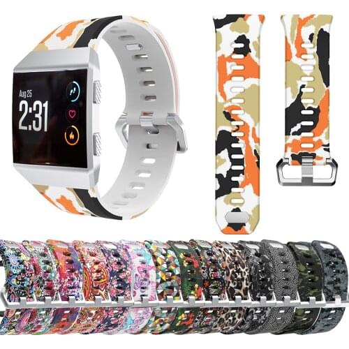 Silicone Watchband Straps for Fitbit Ionic Smart Watch Band Pattern Printed Strap Sport Replacement Wrist bands for Fitbit Ionic