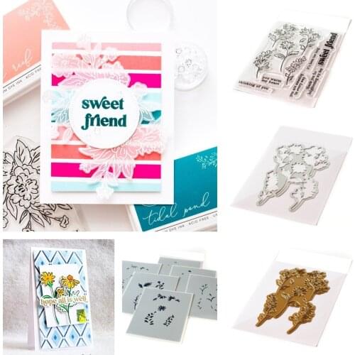 Sweet friend flower Cutting Dies Stamps Stencil Hot foil Scrapbook Diary Decoration Stencil Embossing Template DIY Greeting Card