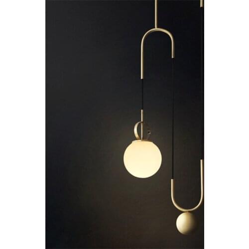 Post-modern Designer Liftable Glass Ball Led Pendant Light for Dining Room Living Room Bedroom Iron Glass Hanging Lamp 2240