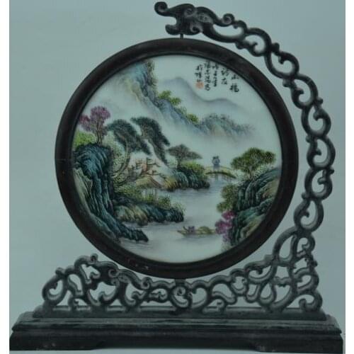 Antique Old Chinese Porcelain board painting #5,Mountain view,hand-painted crafts,home Decoration,collection & adornment