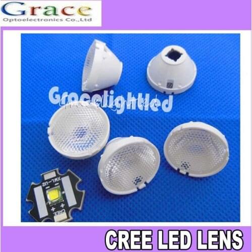 50pcs CREE XML LED XML2 LED XHP50 LED 5050 Lens 21mm white holder 45 degree LED LENS/Reflector Collimator