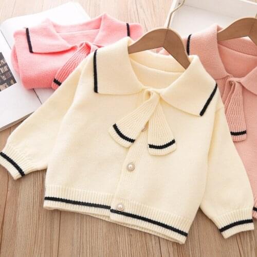 Girls sweater baby girl fall pearl button knitted cardigan wholesale kids top