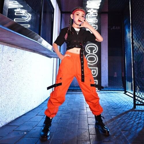 Girls Streetwear Outfits Street Dance Costume Crop Tops Sweatpants Jazz Hiphop Dancing Clothing Performance Stage Wear VDB3684
