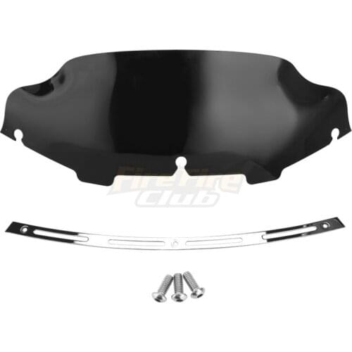 6" Wave Windshield + Windshield Trim For Harley Road Glide FLTR 97-13 Dark Smoke