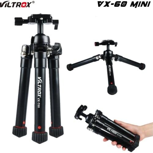 Viltrox VX-60 Mini Table Tripod Camera Portable folding Desktop Aluminum Compact Tripod with Ball Head for DSLR Sports camera