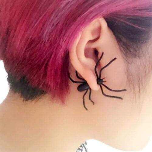 3D Creepy Black Spider Ear Stud Earrings Personal Unique Punk Earring for Women Brincos Fashion Jewelry