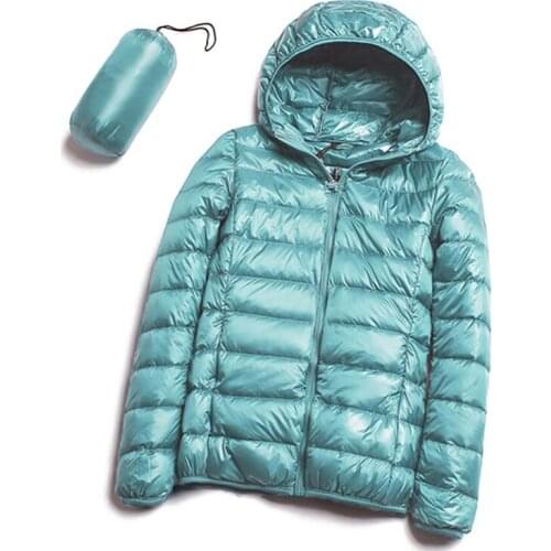 2020 Winter Down Jacket Women Short Jackets New Ultra-light Thin Hooded Warm Slim White Duck Down Coat Parka Female Outwear