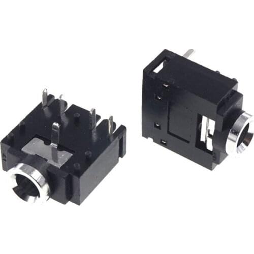 100 pcs 3.5 mm audio Jack Connector Through Holes PCB Horizontal 2 Internal Switches Normally Closed Cross Part SJ1-3525NG