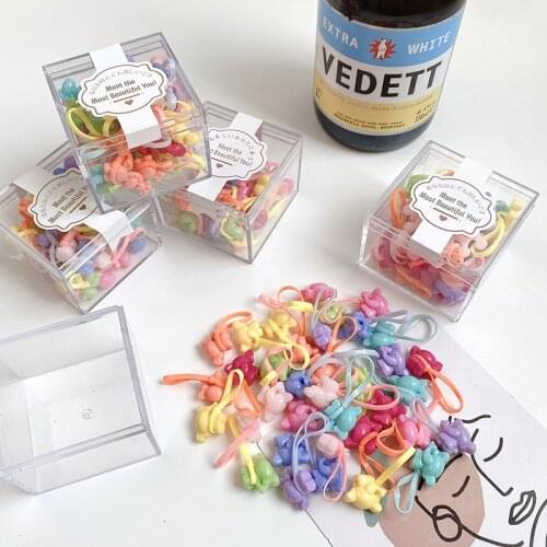 36 Pcs/Set Baby Girls Cute Sweet Cartoon Crown Heart Disposable Rubber Band Children Lovely Hair Bands Kids Hair Accessories