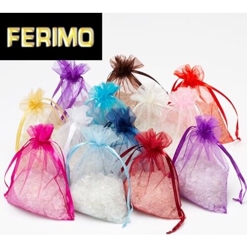 50pcs/lot 7x9cm white Jewelry Packing Drawable Organza Bags Wedding Gift Bags Wedding Supplies