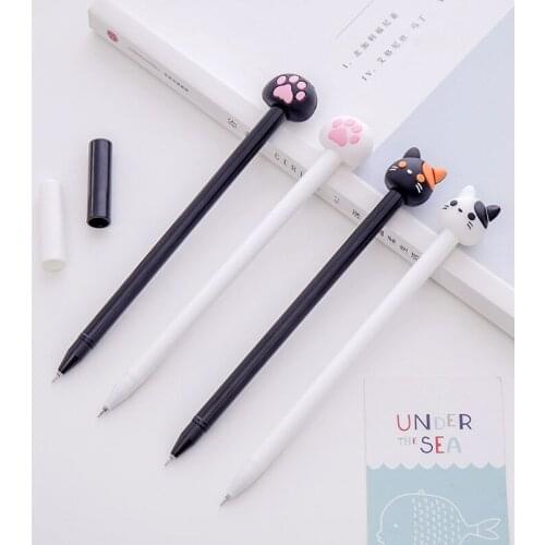 50PCS/lot South Korea Creative Ball Pen Cartoon Cute Cats Paw Gel Pen Stationery Black Signing Pen Kawaii School Supplies