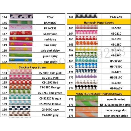 DHL Free Shipping 10000pcs Mixed Paper Straws Wholesale,Neon Checker Harlequin Diamond Patterned Cheap Drinking Paper Straws