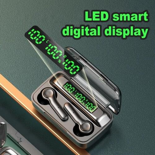 TWS R7S Bluetooth 5.1 Headset 2000mAh Wireless Earbuds Touch Control Sports LED Display 9D Bass Stereo Earphones Auto Matching