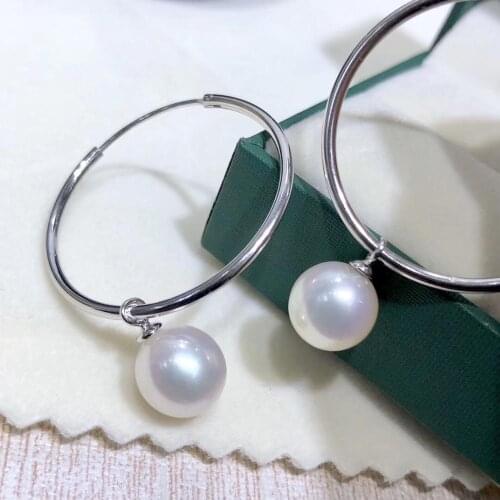 Big Circle 925 Sterling Silver Earrings Findings Mounts Jewelry Parts Fittings for Pearls Coral Jade Agate Beads Stones