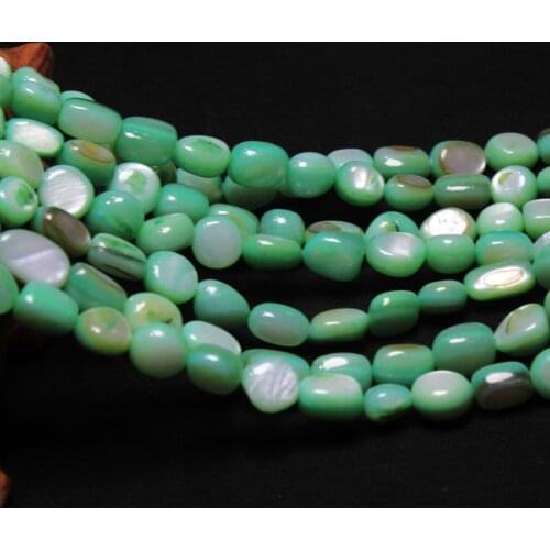 Wholesale Gravel Natural Shell 5-8 mm Beads For Jewelry Making Dye Light Green Stone Straight Hole DIY Bracelet Necklace 15