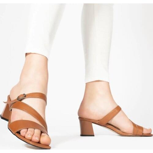 Callizio Women Genuine Leather Summer Slippers with Heels Best Woman Shoes Summer Style Best Fashion женские босоножки Тапочки