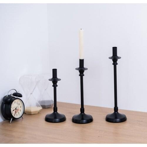 Black Wrought Iron Candlestick Table Decoration Weddings Ceremony Decoration Modern Simple Candlelight Dinner Retro Candle Stand