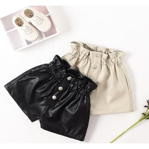 2020 New autumn winter Kids faux leather Shorts pants For Girls baby Princess Children 6 8 10 12 years