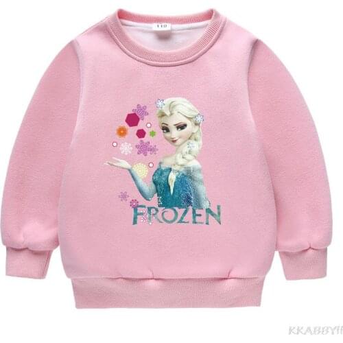 Disney Frozen Cartoon Sweatshirt for Baby Girls Clothes Autumn Elsa Sweater Shirts Long Sleeve Cotton Shirt Children Tops