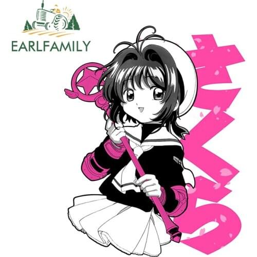 EARLFAMILY 13cm x 10.3cm for Sakura Bloom Car Sticker Auto Bumper Window Stickers Anime Personality Motocycle Helmet VAN Decor