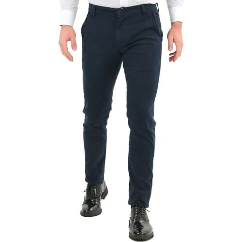 Elegant mens pants Slim Fit spring dark blue pant cotton light