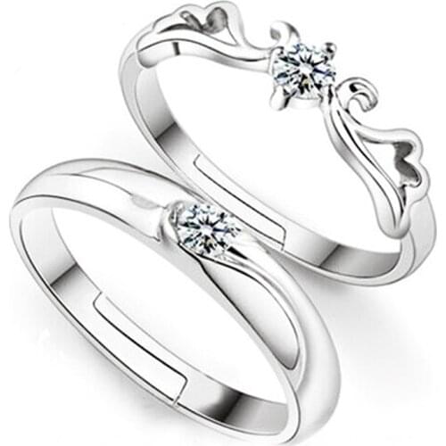 Lovers 925 Sterling Silver Rings Women Men CZ Crysatl Rings Jewelry For Wedding Romantic Gift Top Quality
