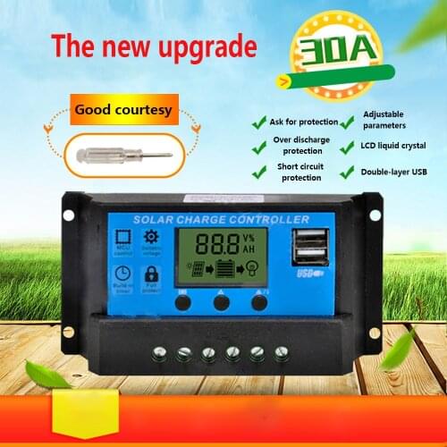 60A 50A 40A 30A 20A 10A Solar Charger Controller 12V 24V Auto PWM Controllers LCD Display 5V Dual USB Output Controller LCD Home