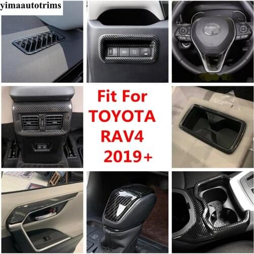 Shift Gear Box Air AC Handle Bowl Cover Trim Accessories For TOYOTA RAV4 RAV 4 XA50 2019 2020 2021 Carbon Fiber Look Interior