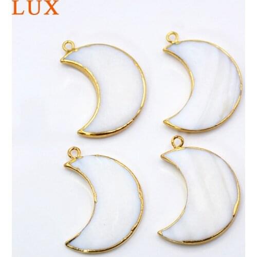 Fashion Gold Plating Natural White Shell Moon Charm Pendant Beach Sea Shells Crescent Horn Connector Gem stone Boho Jewelry