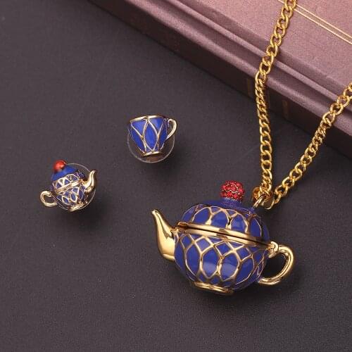 Fashion Hand Painted Teapot Pendant Long Chain Choker Enamel Necklace Jewelry Bijoux Femme Bijuteria Gifts For Women Jewelry