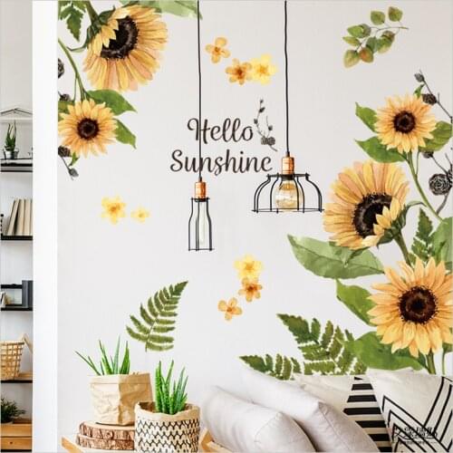 Large Sunflower Wall Stickers Glass Decoration Posters PVC for Living Room Bedroom Flower Wall Decals Vintage Bathroom Decor