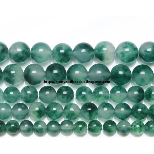 Natural Stone Green Malaysia Jades Loose Beads 6 8 10 MM Pick Size For Jewelry Making
