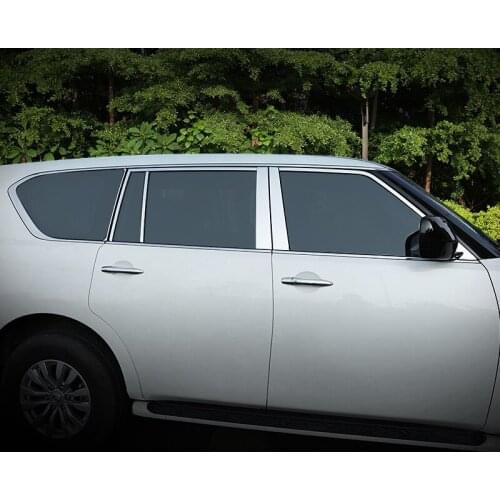 Stainless steel car window trims for nissan patrol 2010 2011 2012 2013 2014 2015 2016 2017 2018 y62 infiniti qx56 qx80