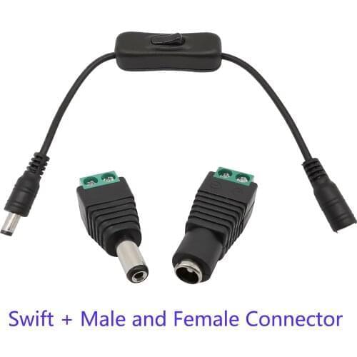 5Set Male to Female ON OFF Light Switch+5.5x2.1mm Plug and Jack Inline 304 DC 12V Connectors for LED Strip Lamp