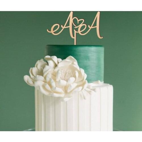 Personalized Monogram Bride & Groon Name Initials Cake Topper for Wedding Anniversary Party
