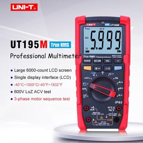 Industrial Digital Multimeter UT195M;AC DC volt current meter;AC voltage current frequency response/3-phase motor sequence test