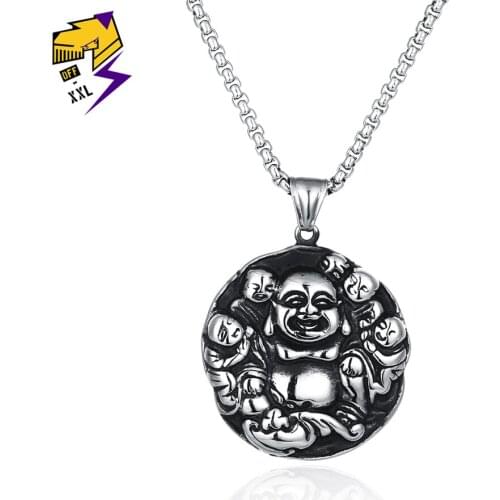 Religious Tibetan Buddhism Buddha Necklace for Men/Women Ethnic Faith Bless Necklace Pendant Stainless Steel Necklaces Jewelry