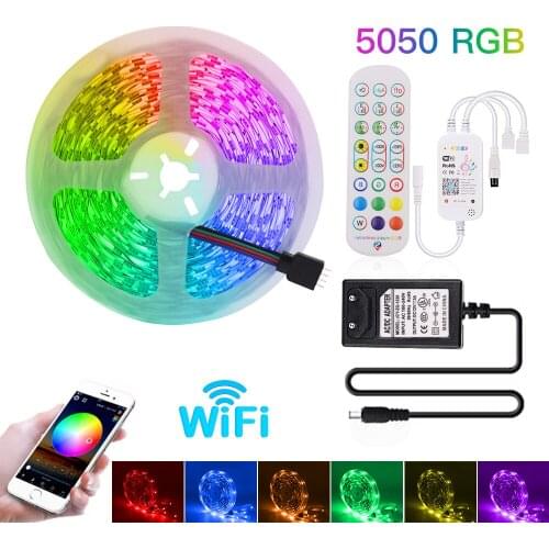WIFI Control RGB Set EU US UK AU DC 12V 5050 SMD LED Strip Lights Flexible Tape Diode Ribbon Light Lamp