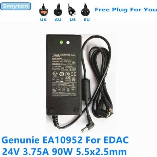 Genunie 90W AC Adapter Charger 24V 3.75A 5.5x2.5mm EDAC EA10952 EA10953 For ENERTRONIX EXA0904YJ Laptop Power Supply Charger