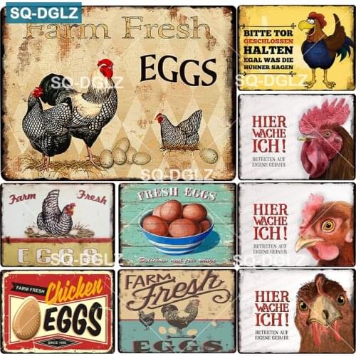 [SQ-DGLZ] EGG Metal Sign Vintage Farm Decorative Metal Plaque Plate Wall Decor For Bar Tin Signs Chicken Poster Gift