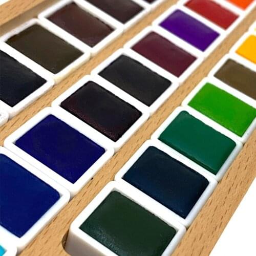 Super Vision Solid professional watercolor,light luxury wooden box,magnetic absorption,12,24 color,Travel suit,Art supplies