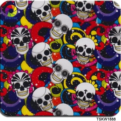 TSAUTOP Free shipping 0.5m x 2m/10m hydro graphic water transfer printing film liquid image hydrographic skull film WDF1888