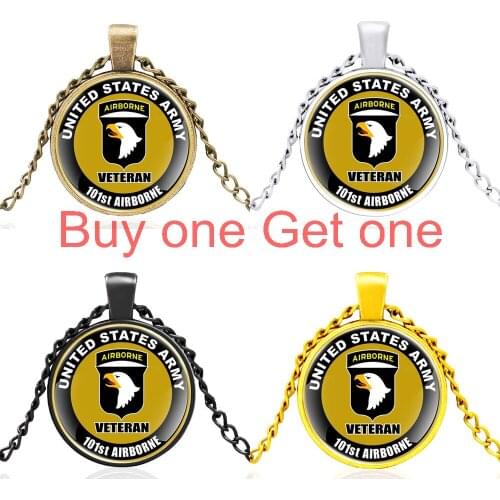 High Quality U.s. Army Veteran 101st Airborne Design Glass Cabochon Pendant Necklace Men Women Jewelry Accessories Gifts