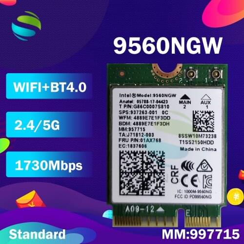 Wifi Card For Intel Dual Band AC 9560 9560NGW 3165AC 8260AC 9260AC NGFF Key E Wifi Card 80211ac Wireless card