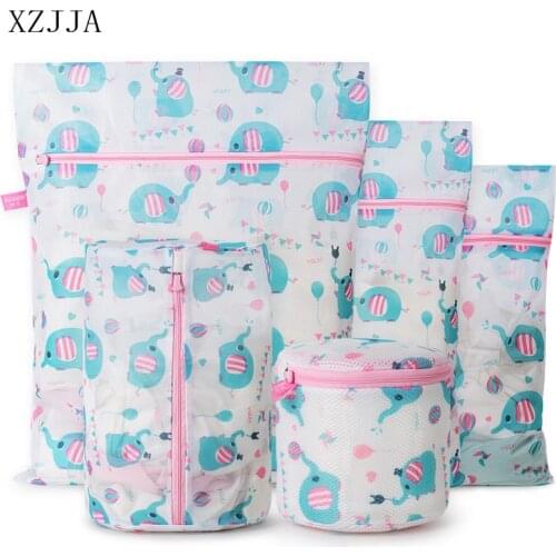 XZJJA Anti-deformation Cartoon Laundry Bag Set For Washing Machines Home Underwear Bra Socks Storage Organizer Mesh Washing Bag