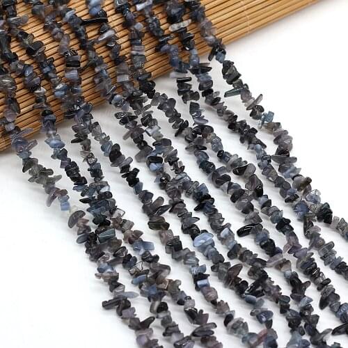 Natural Black Agates Stone Irregular Chips Gravel Loose Beads for Women Bracelet Jewelry Accessories Size 3x5-4x6mm Length 40cm