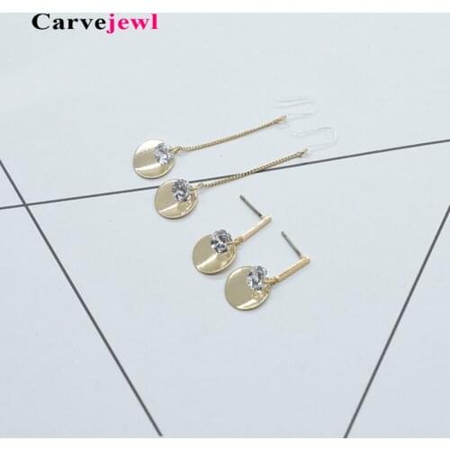Carvejewl drop dangle earrings metal frosted tear drop Cubic Zirconia long earrings for women jewelry girl gift Korean earrings